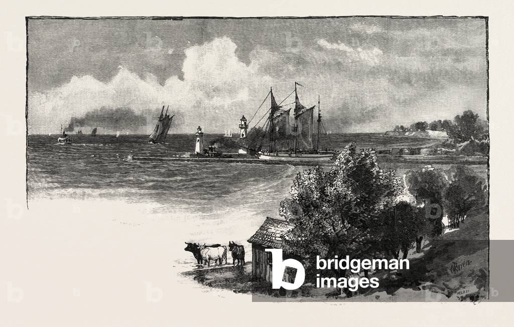 Port Dalhousie, Canada, Nineteenth Century Engraving