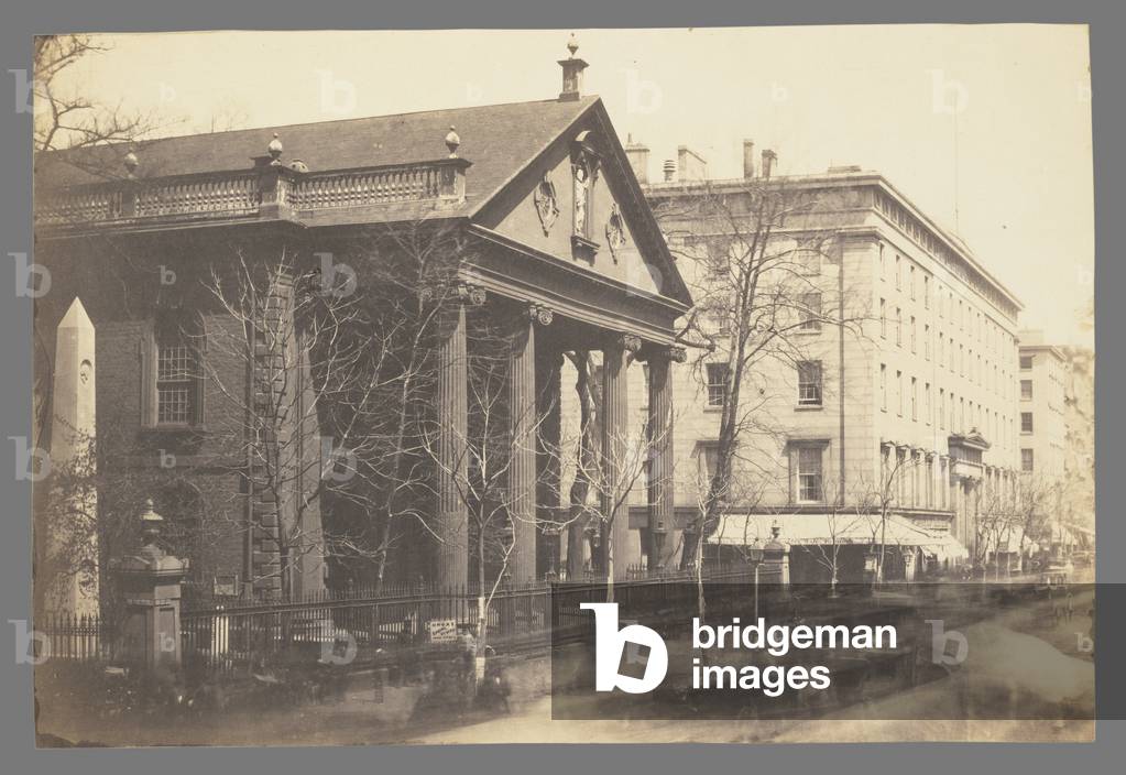 Fifth Avenue Looking South from Thirteenth Street; Attributed to Silas A. Holmes, American, 1820 - 1886; about 1855; Salted paper print; Image: 31.3 x 39.1 cm (12 5/16 x 15 3/8 in.) -