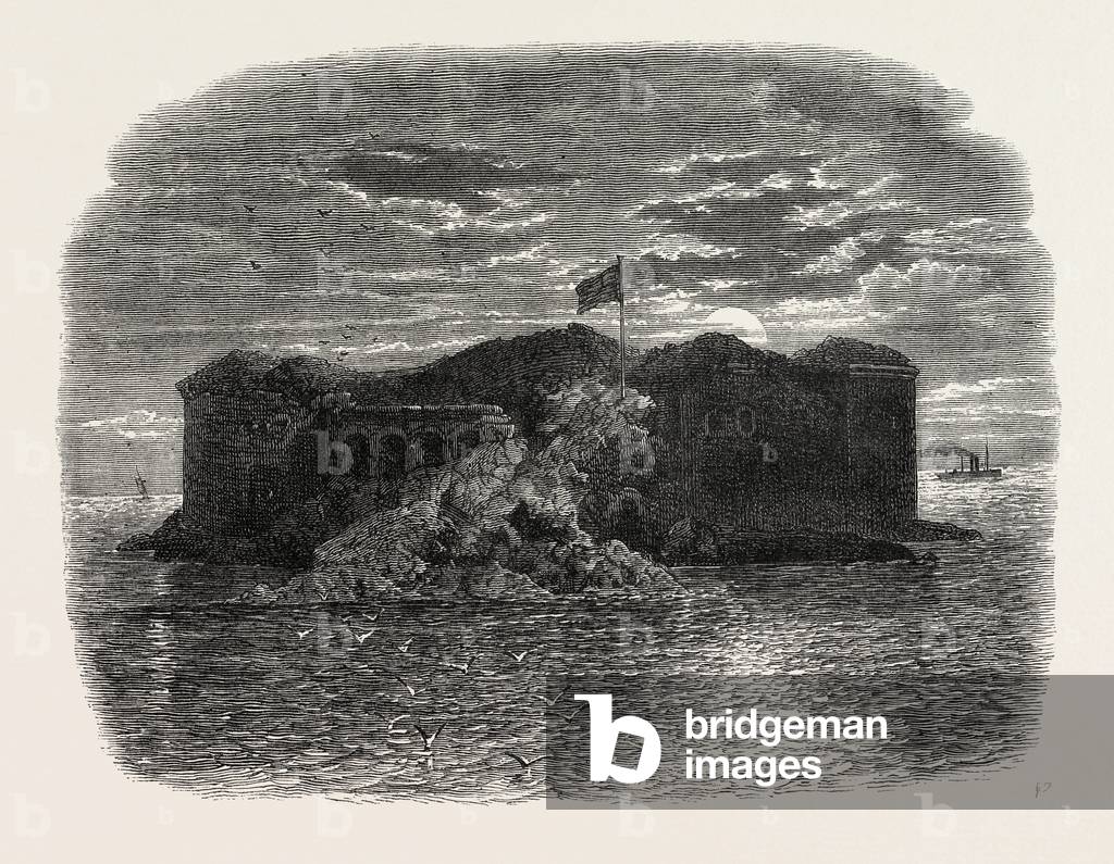 Fort Sumter in Ruins, American Civil War,USA, 1870s Engraving