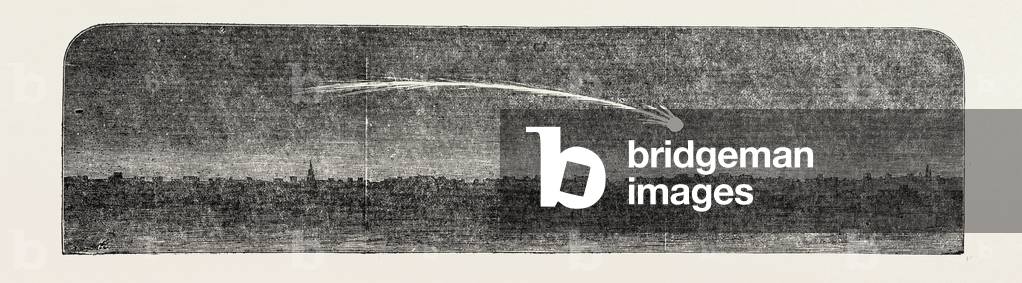 Remarkable Meteor Seen from the London and Blackwall Extension Railway, UK, 1851 Engraving