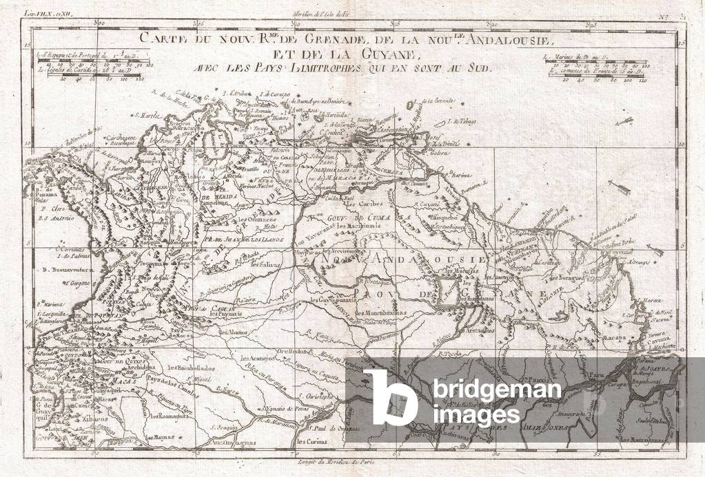 1780, Raynal and Bonne Map of Northern South America, Rigobert Bonne 1727 Ð 1794, one of the most important cartographers of the late 18th century