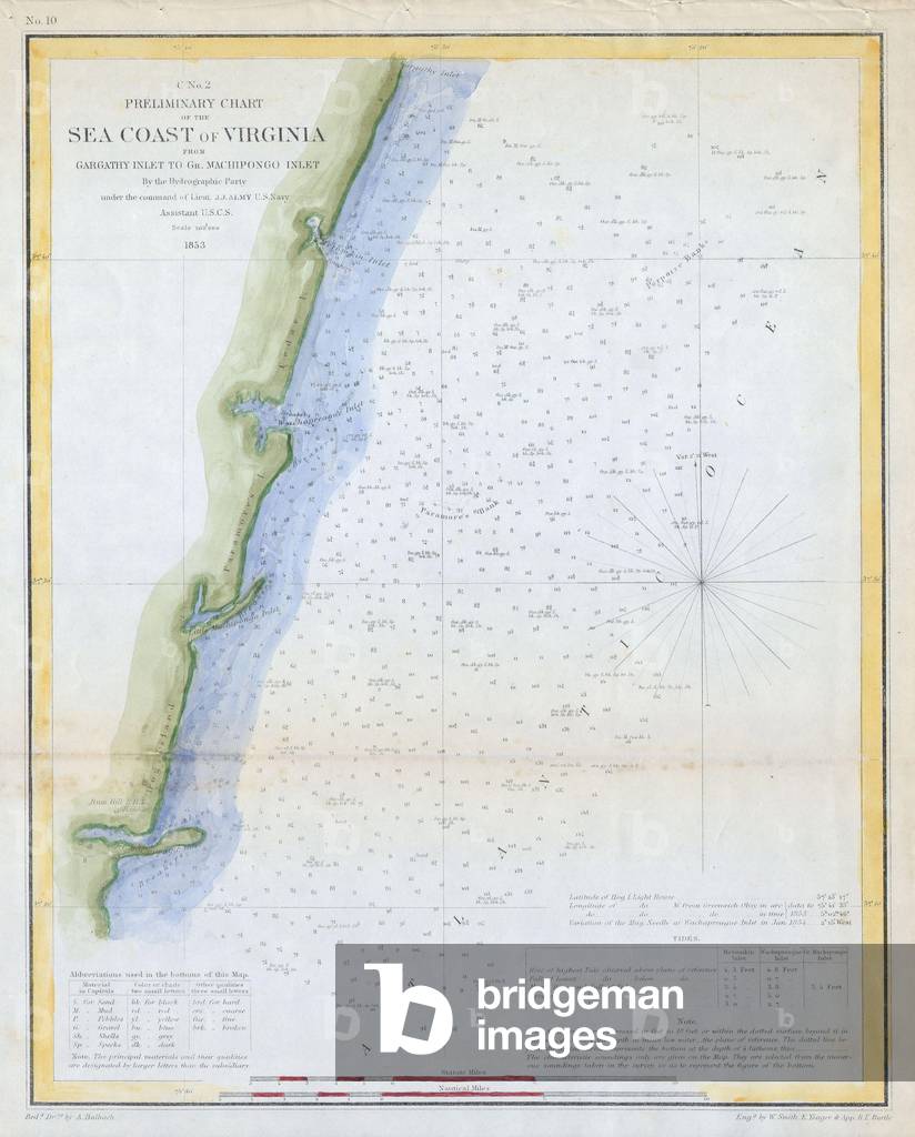1853, U.S.C.S. Map of the Virginia Coast, Gargathy to Machipongo