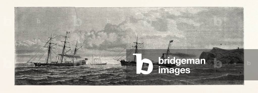 The Atlantic Telegraph: Paying Out the Shore End of the Cable from the Caroline Off Valencia, Spain, 1865