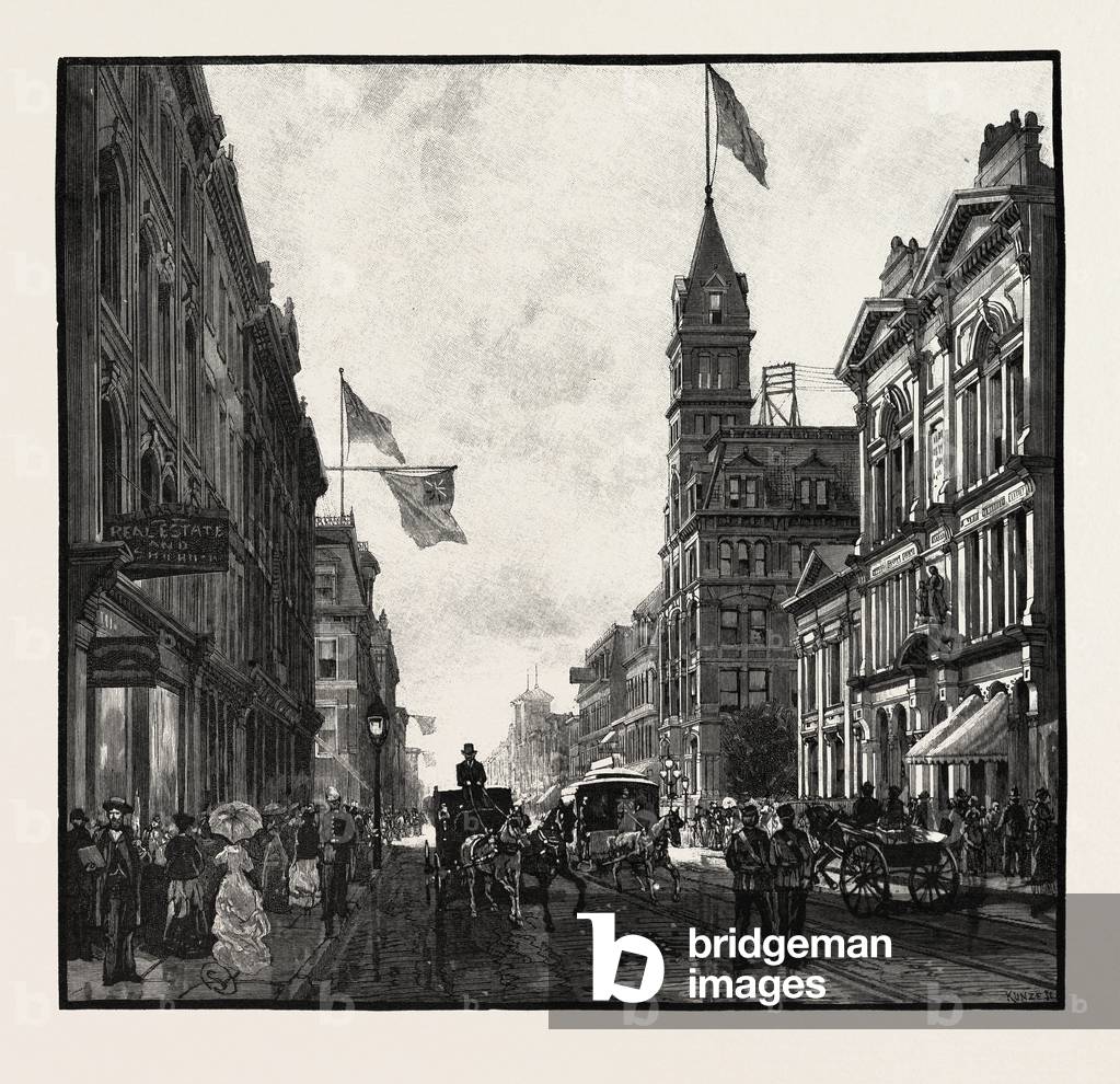 King Street, West, Toronto, Canada, Nineteenth Century Engraving