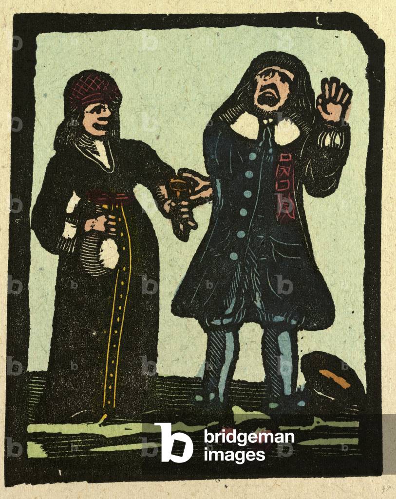 Illustration of English Tales Folk Tales and Ballads. A Man and a Woman in Conversation