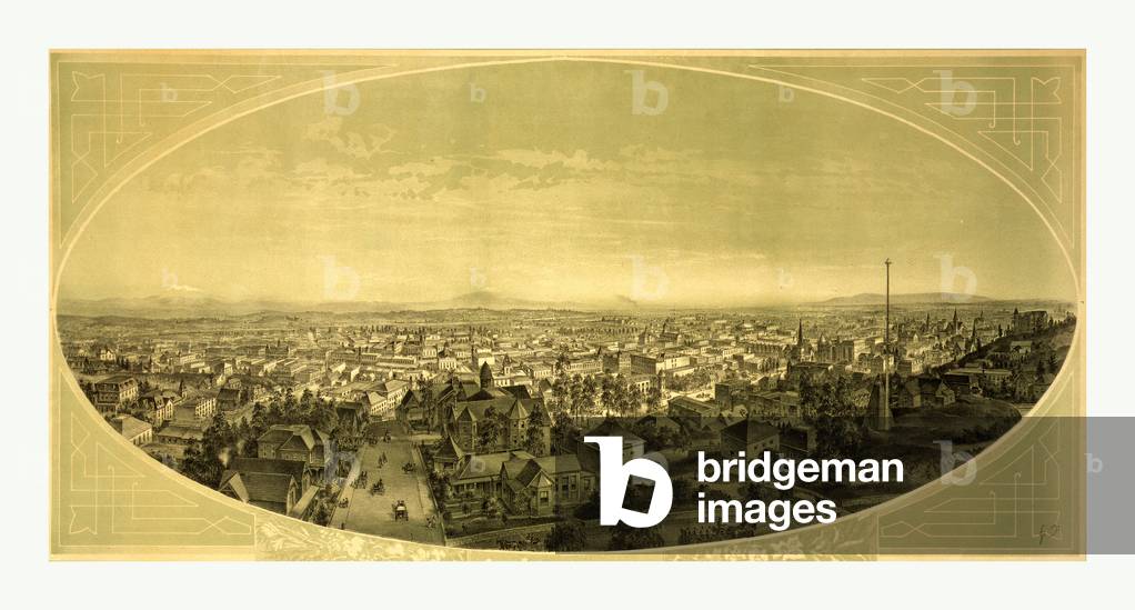 Bird's eye view of Los Angeles, California by Britton & Rey, circa 1888, US, USA, America ©LisztCollection/Leemage