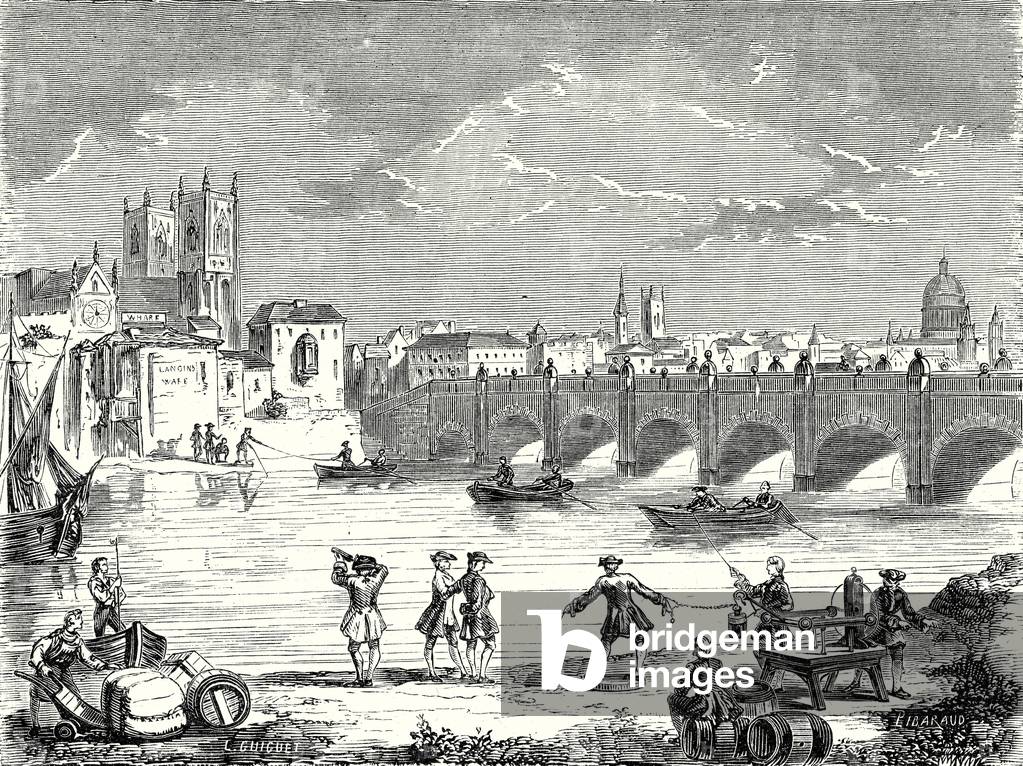 Experiment Conducted in 1747 on the Thames by Martin Folcker Cavendish and Bevis Near London Bridge to Measure the Speed of Electricity