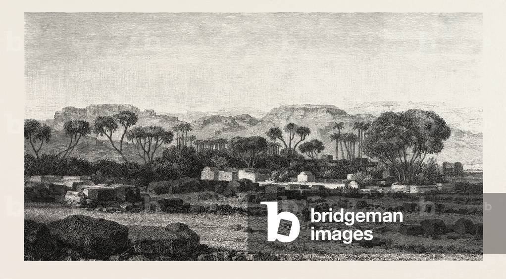 Village Between Assouan And Philae. Egypt, Engraving 1879