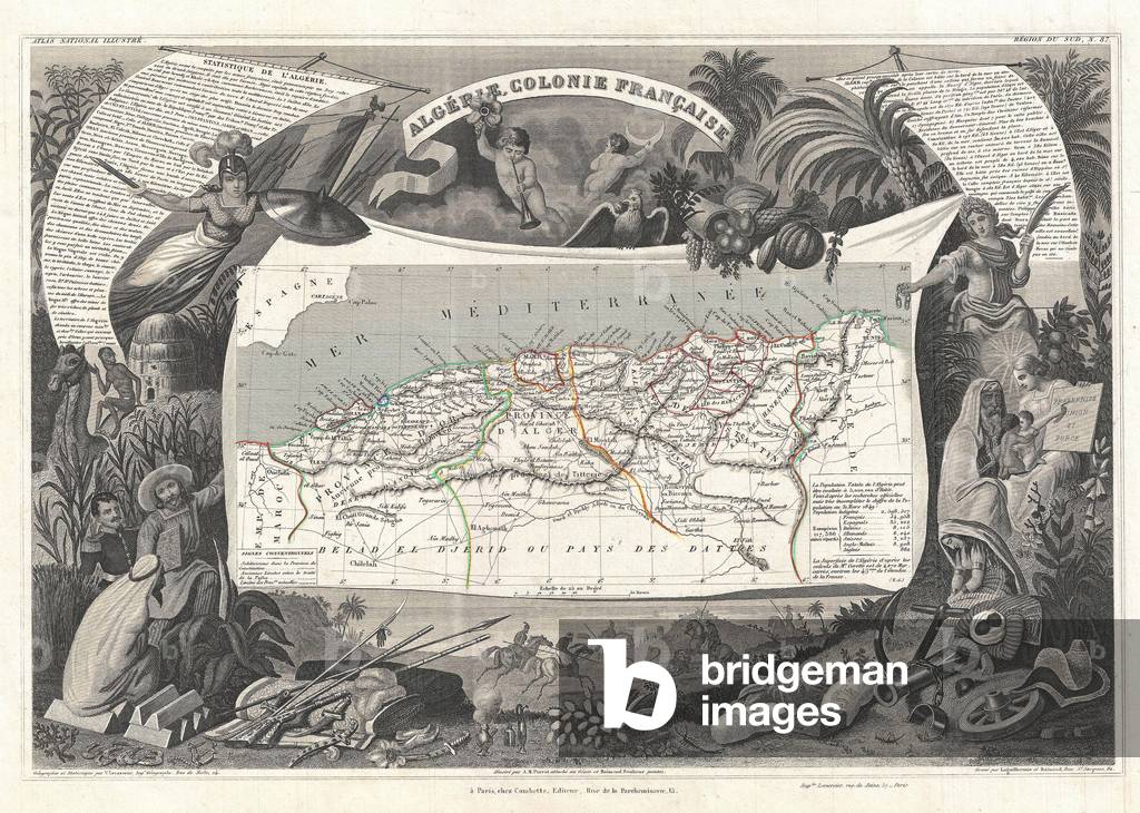 1852, Levasseur Map of Algeria