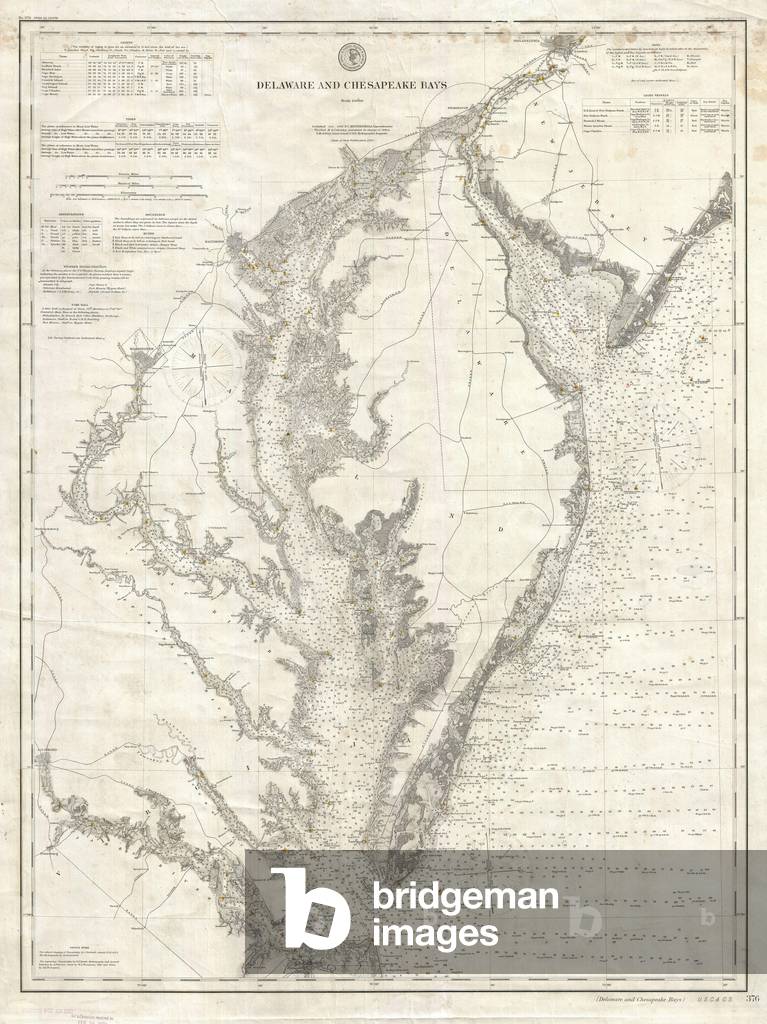 1893, U.S. Coast Survey Nautical Chart or Map of the Chesapeake Bay and Delaware Bay