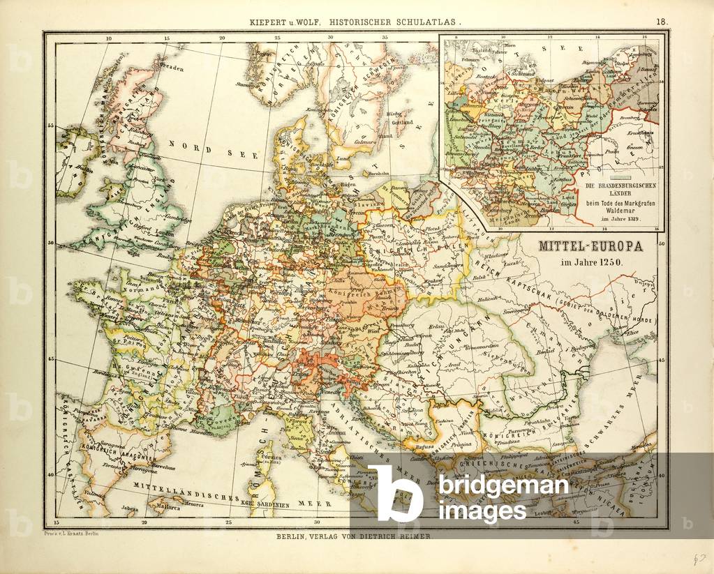 Map of Central Europe in 1250