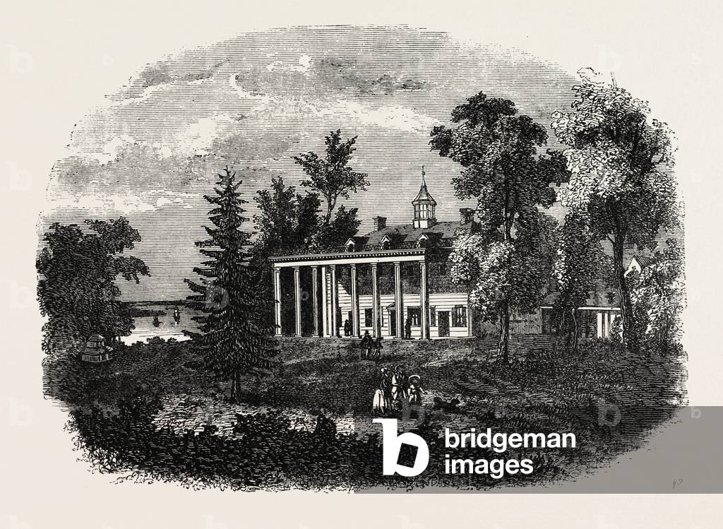 Washington's Residence, Mount Vernon,USA, 1870s Engraving