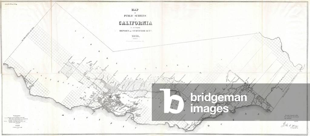 1854, Duval Public Survey Map of California