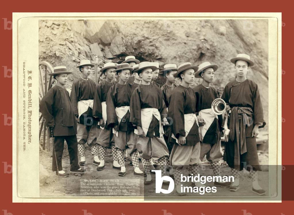 Hose Team. The Champion Chinese Hose Team of America, Who Won the Great Hub-and-Hub Race at Deadwood, Dak., July 4th, 1888