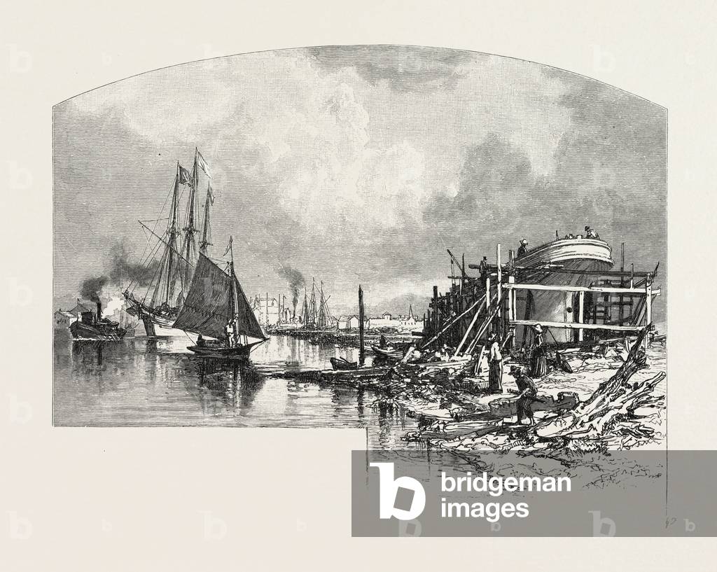 Owen Sound, Looking Up the Harbour, Canada, Nineteenth Century Engraving
