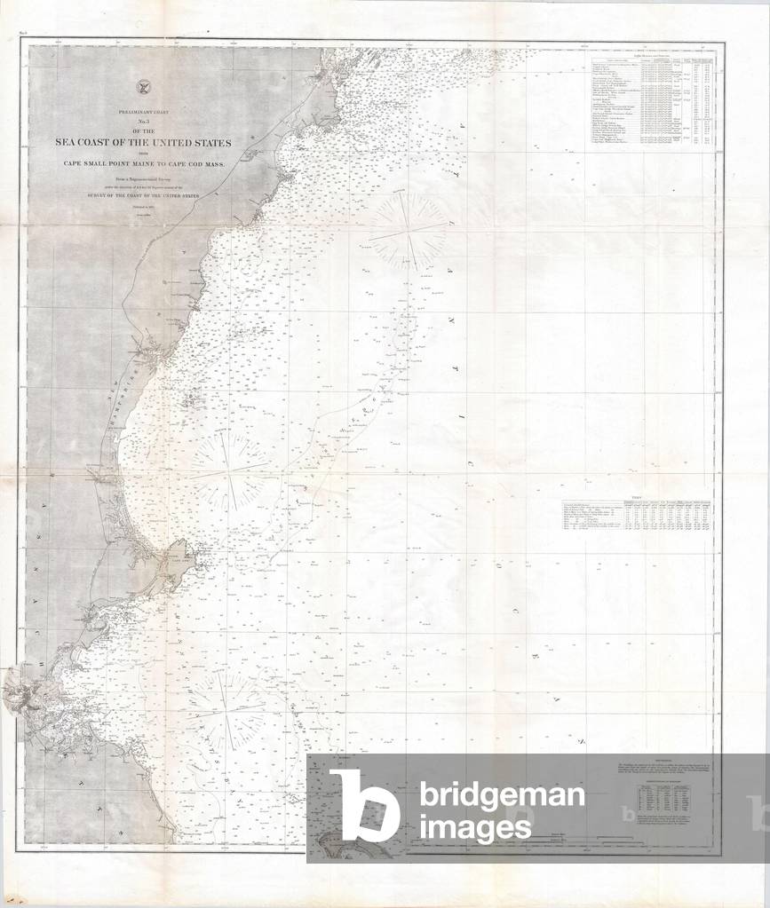 1865, U.S. Coast Survey Map of the New England Coast