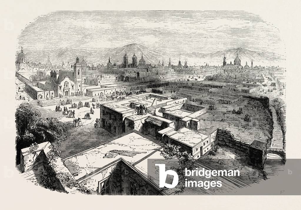 The City of Mexico, 1870s Engraving