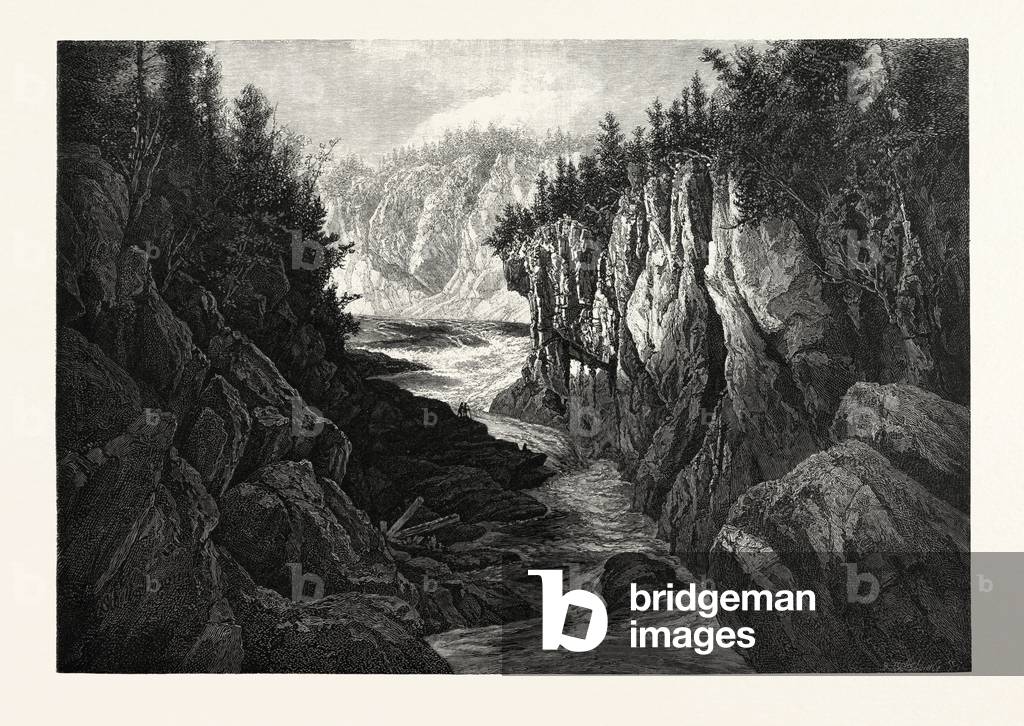 New Brunswick, Gorge Below Grand Falls, St. John River, Canada, Nineteenth Century Engraving