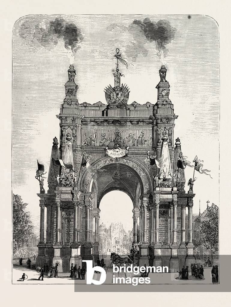 Belgium: The Memorial Arch of Triumph at Brussels, Engraving 1880 1881