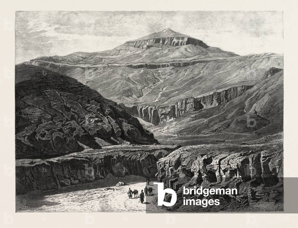 Entrance to the Valley of the Tombs of the Kings. Egypt, Engraving 1879