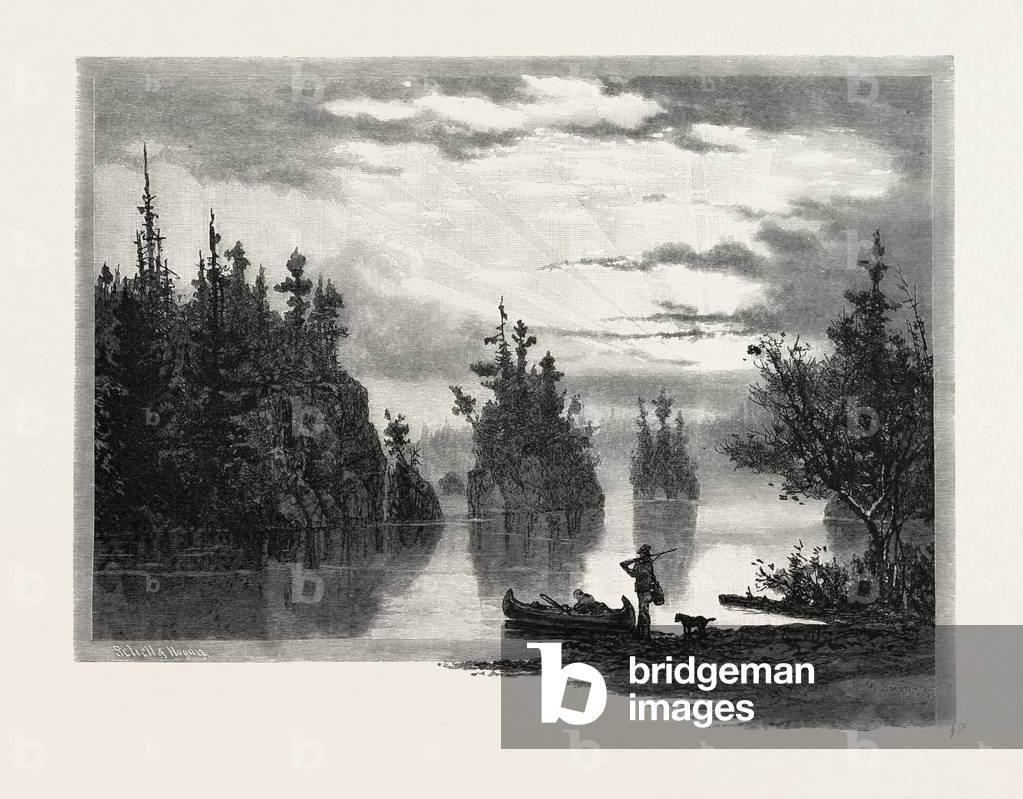 Lake Joseph, Canada, Nineteenth Century Engraving