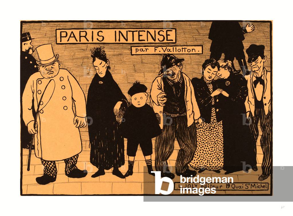 Flix Vallotton, Frontispiece from Paris Intense, Swiss, 1865 - 1925, 1894, Lithograph (Zinc) on Yellow Wove Paper