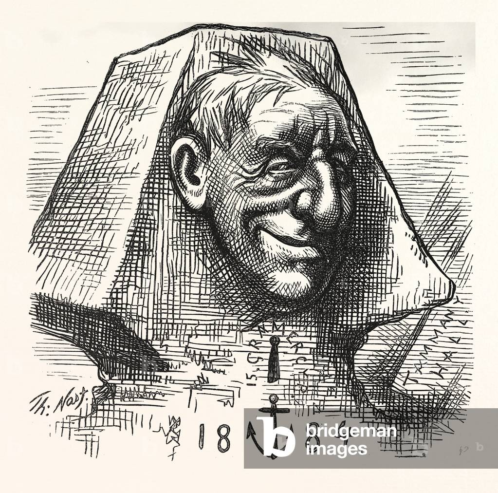 Well, I Should Smile. But Hancock, 1824 - 1886, Nominee for President,  is Not Tilden, 1814 - 1886, Governor of New York, Politics, Political, Politic, Campaign, Patriotic, US, USA, America, United States, American, Engraving 1880