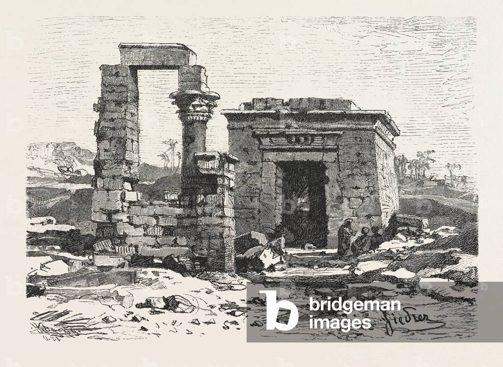 Temple of Hermonthis. Egypt, Engraving 1879