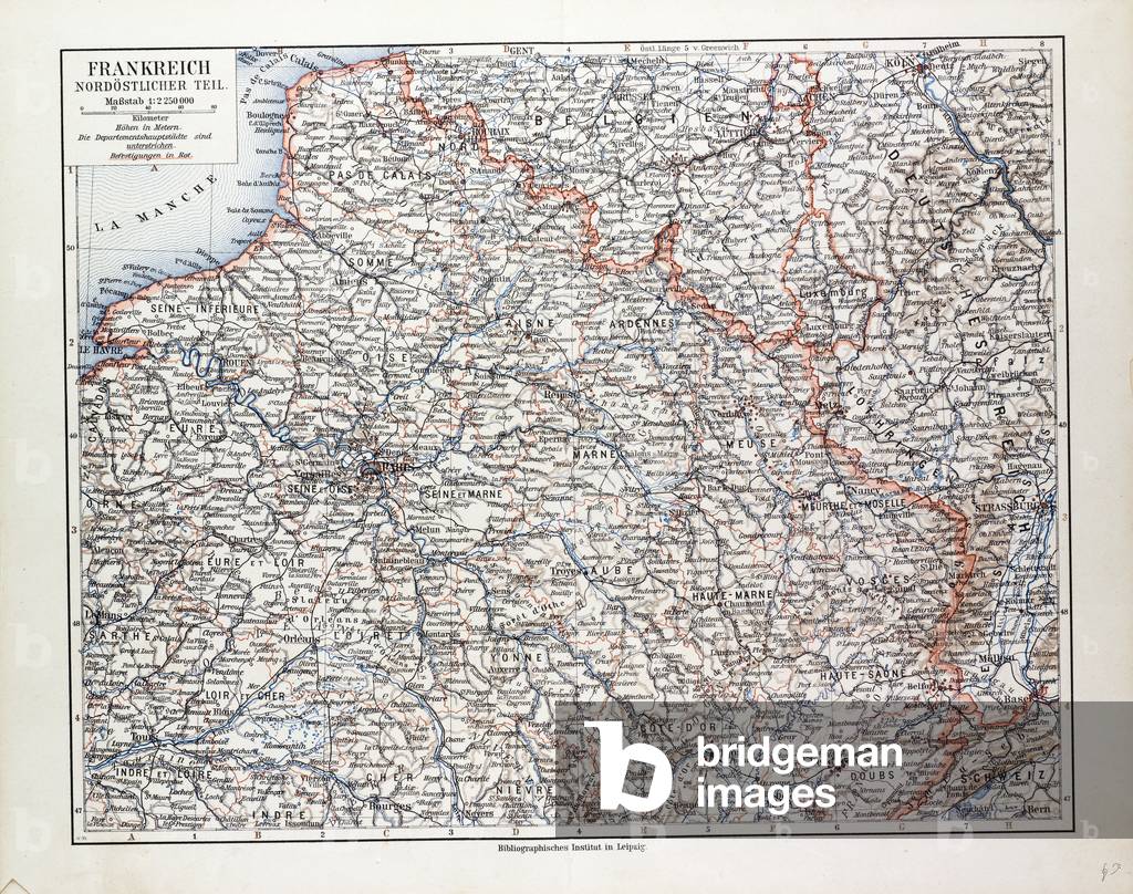 Map of the North Eastern Part of France 1899