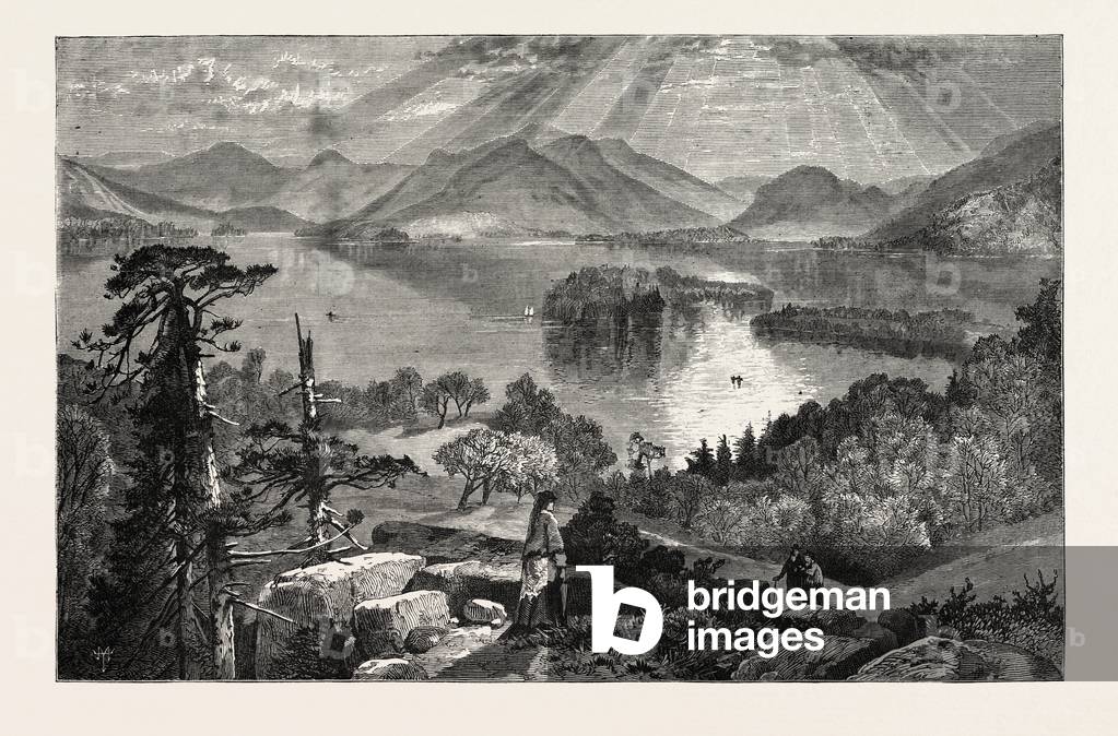 Long Island, Lake George,USA, 1870s Engraving