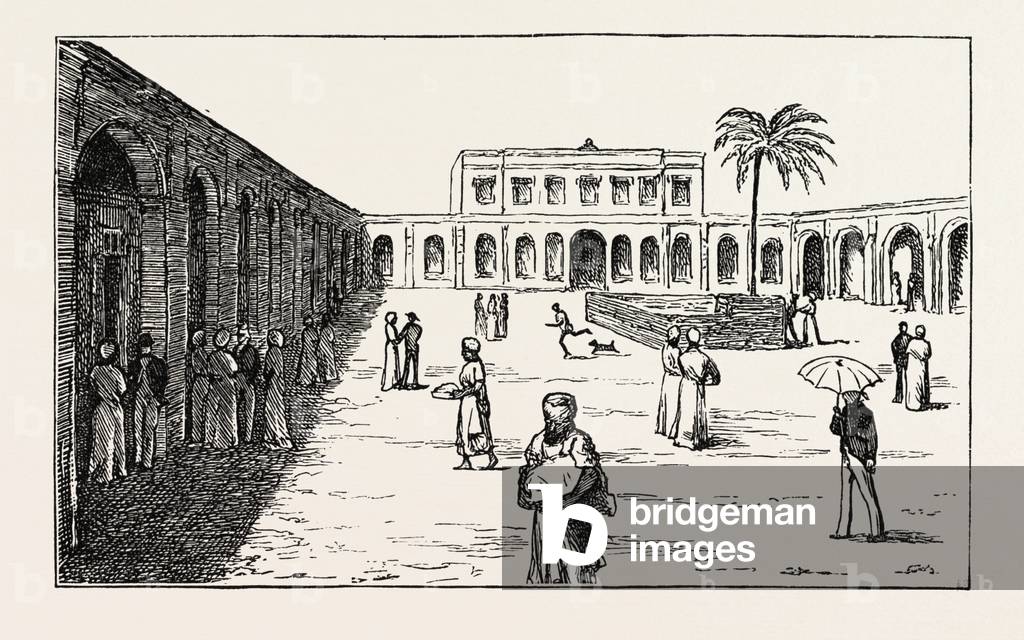 The New Exchange Minet El Basel, Arab Merchants Selling Their Cotton Crops, Egypt, 1873 Engraving