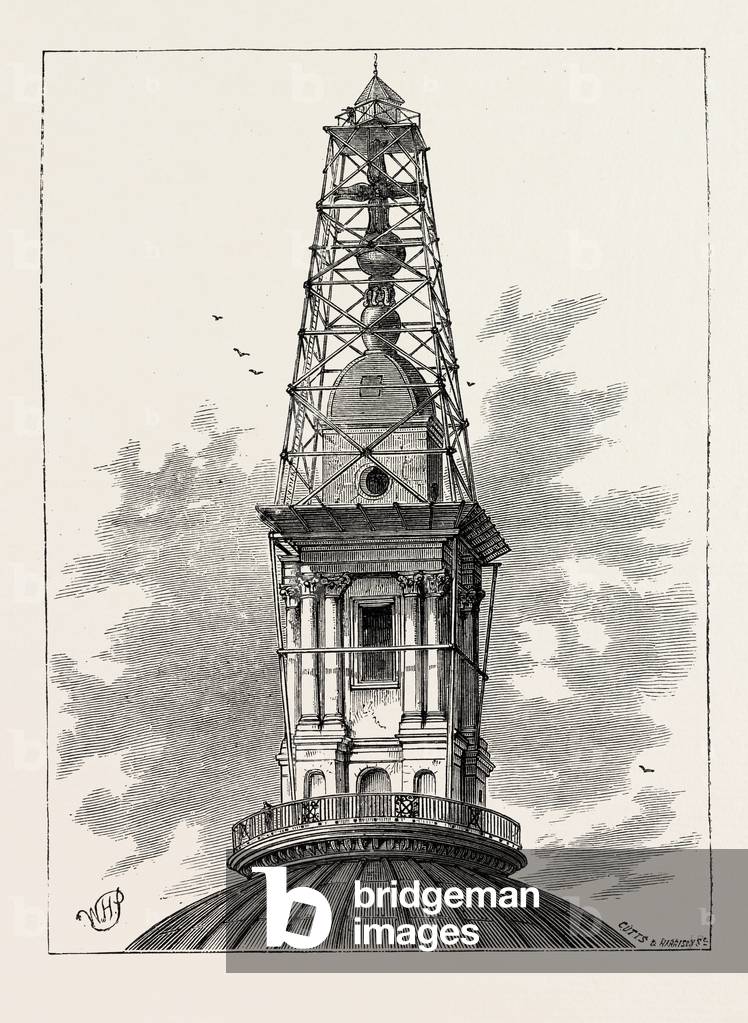 The Scaffolding and Observatory on St. Paul's in 1848 London
