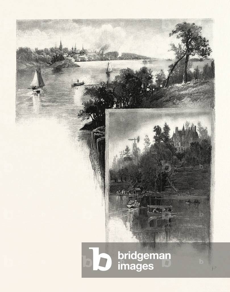 Eastern Ontario, Brockville (Top); The Riverside, Brockville (Bottom), Canada, Nineteenth Century Engraving