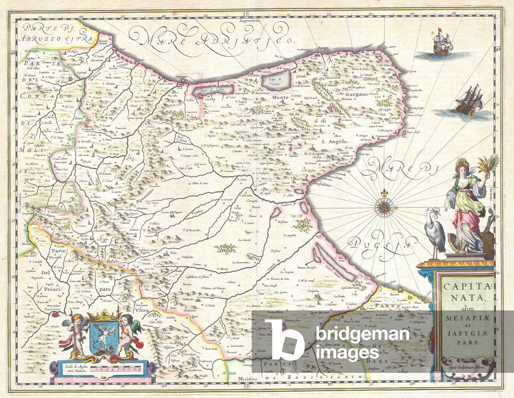 1630, Mappa Blaeu della Capitanata, Foggia, Italia