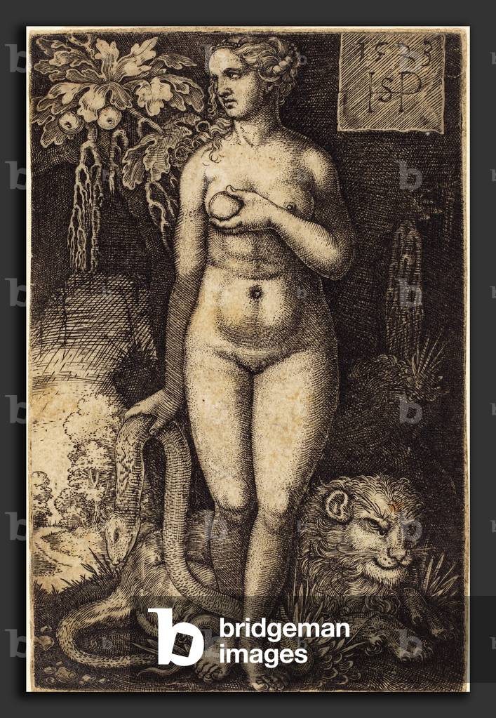 Eve debout - Sebald Beham (Deutsch, 1500 - 1550), Eva stehend, 1523, Gravur