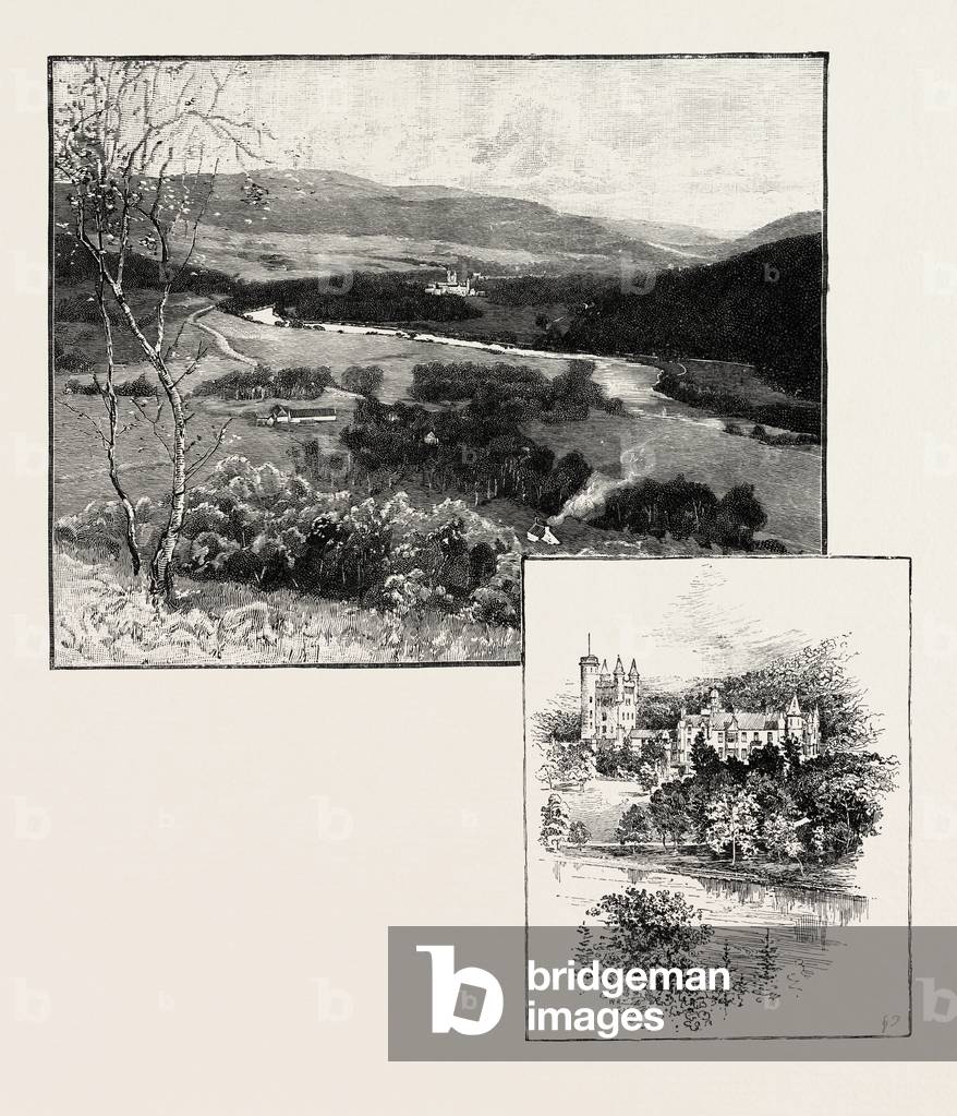 Balmoral and Balmoral Castle, UK. Balmoral Castle, a Residence of Queen Elizabeth II in Aberdeenshire, Scotland