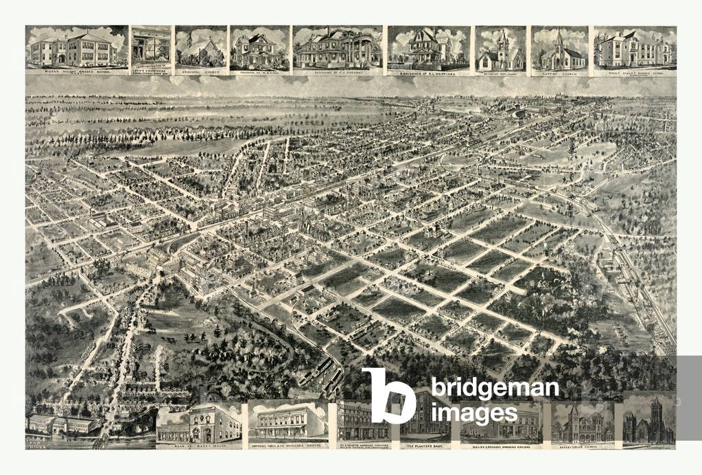 Birds Eye View of Rocky Mount, North Carolina 1907, US, USA, America