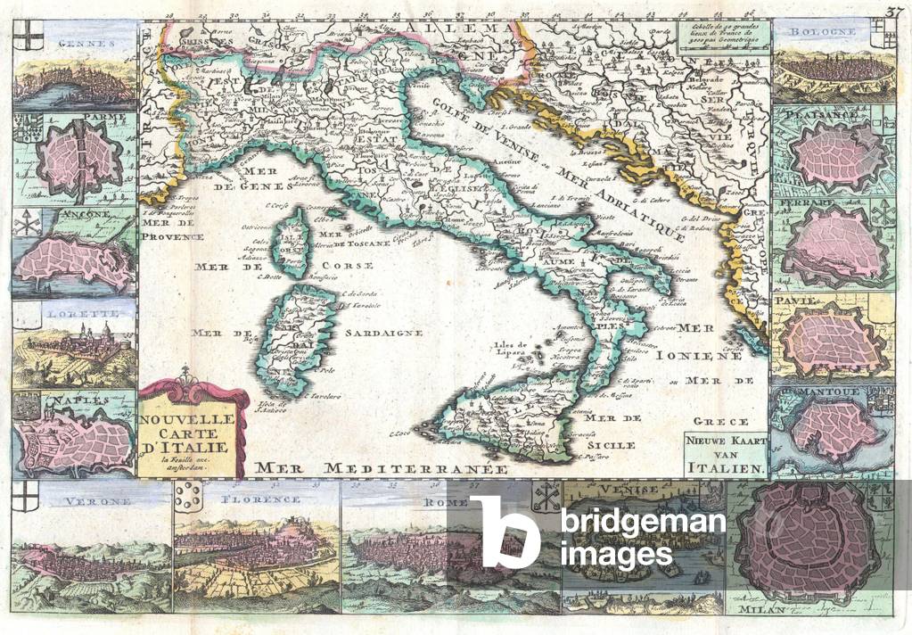 1706, de la Feuille Map of Italy