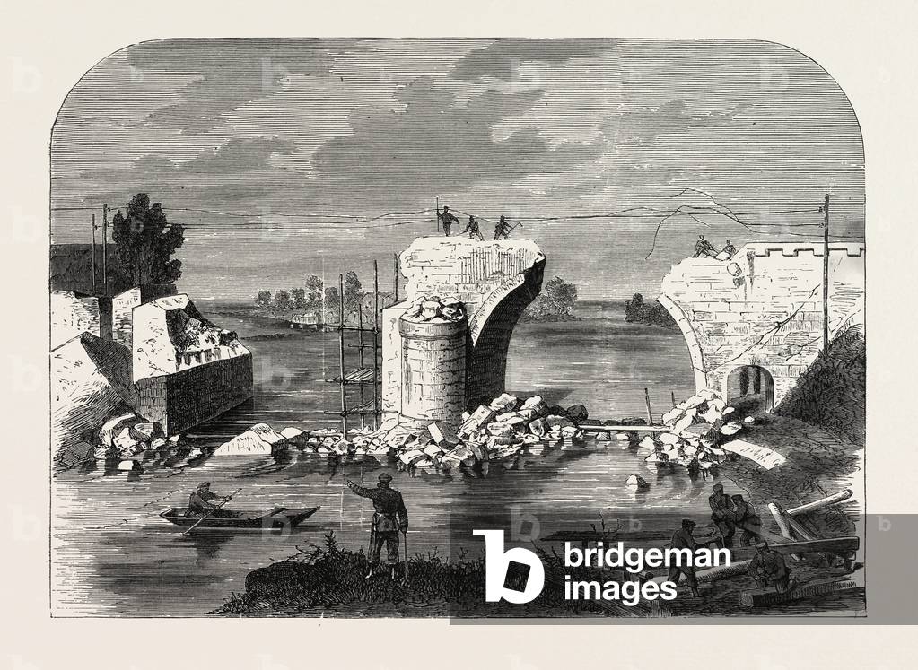 Franco-Prussian War: Bridge Over the Marne in Trilport Near Meaux, Destroyed by the French 1870