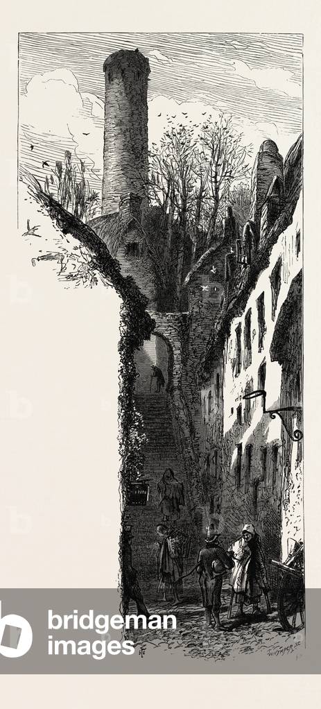 St. Canice's Steps, Kilkenny, Ireland, 19th Century Engraving