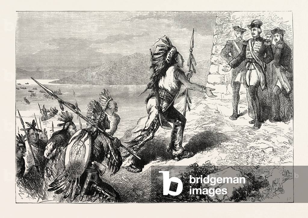 Arrival of Indian Auxiliaries at the French Camp, US, USA, 1870s Engraving