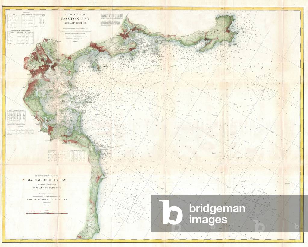 1866, U.S. Coast Survey Map of Boston Bay, Massachusetts