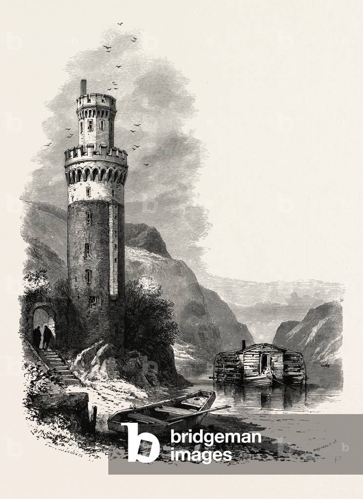 Tower at Oberwesel, the Rhine, Germany, 19th Century Engraving