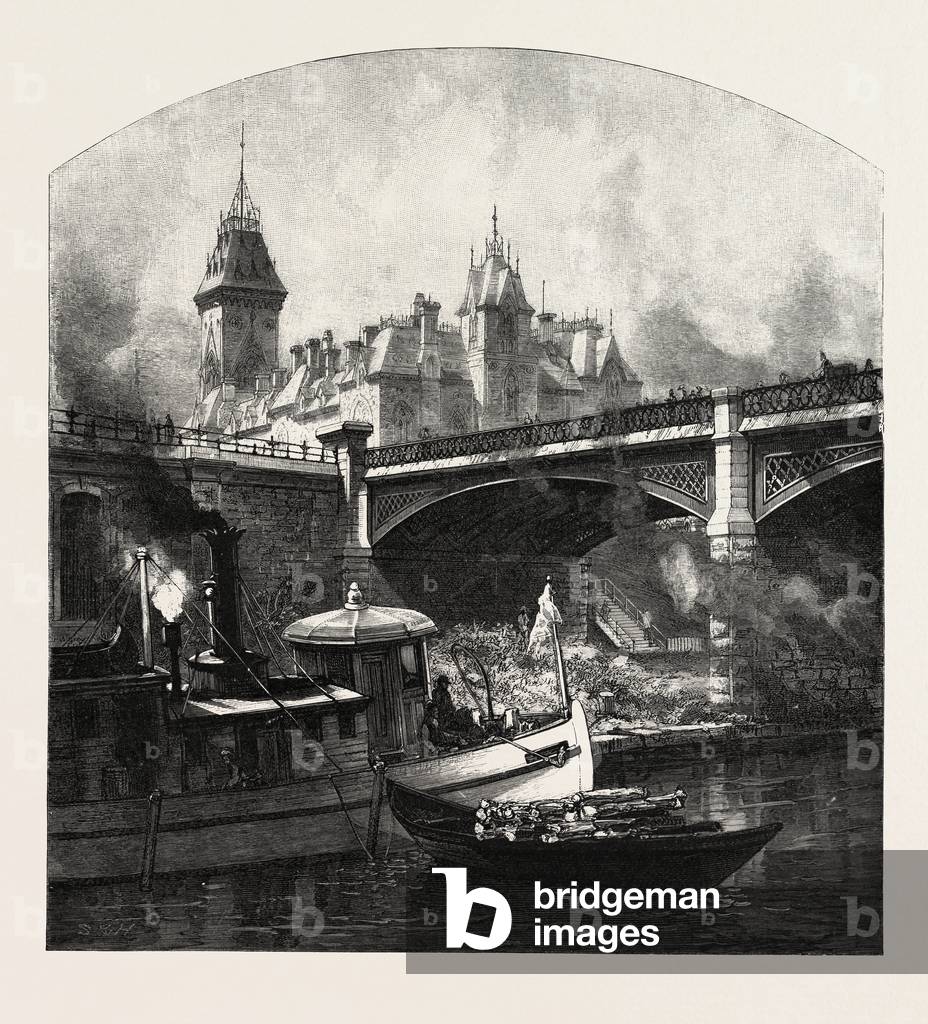 Ottawa, Under Dufferin Bridge, Canada, Nineteenth Century Engraving