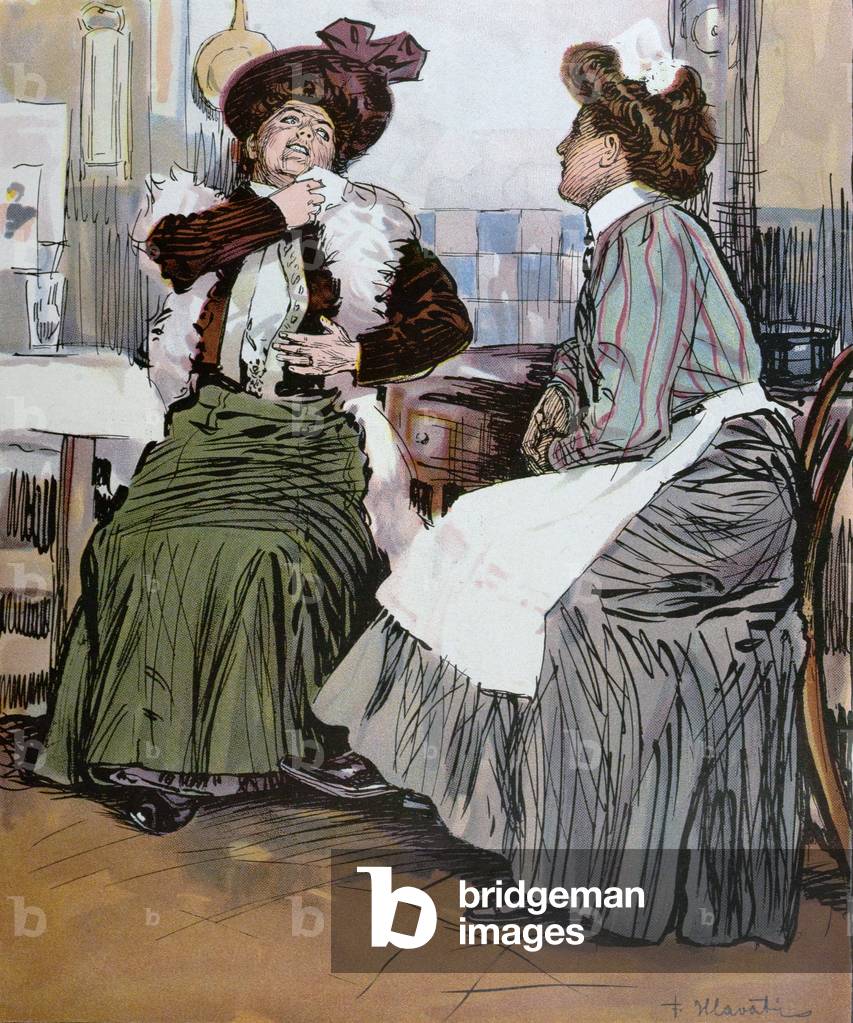 With the Cook in the Kitchen. Around 1900, Food and Drink, Liszt Gourmet Archive, Hat, Cuisine, Woman, Women, Culinary, Uniform, Domestic, Indoors