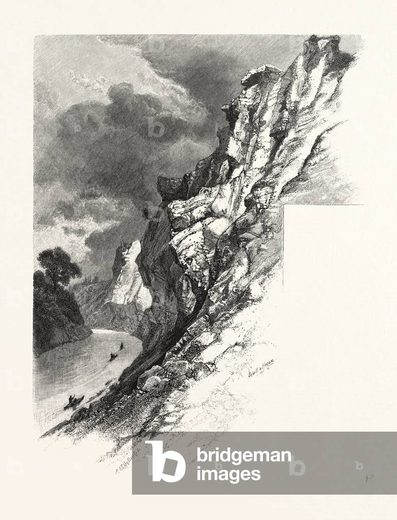 New Brunswick, Plaster Rocks, Tobique River, Canada, Nineteenth Century Engraving