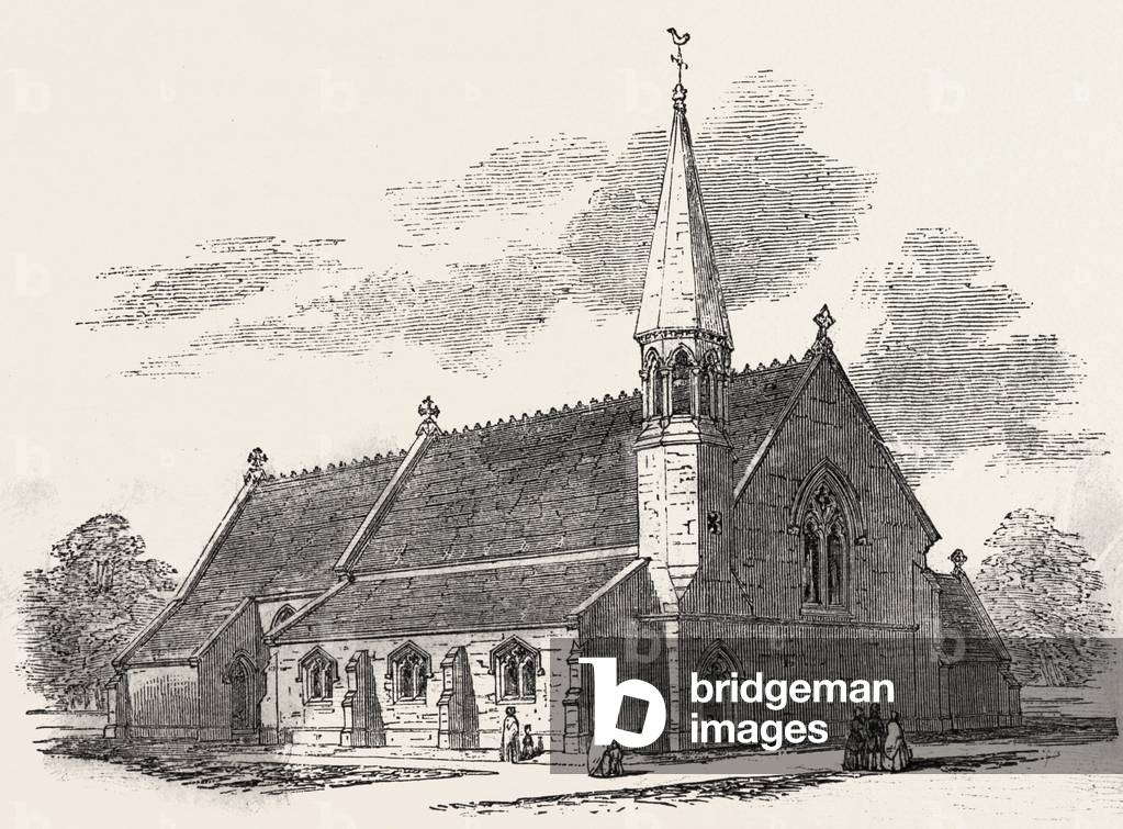 New Church, at Lambourne Woodlands, Berkshire, UK, 1851 Engraving