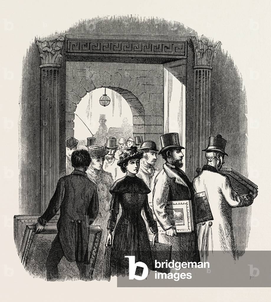 The Royal Academy: The Entrance from the Quadrangle of Burlington House: Taking in in the Hall. UK