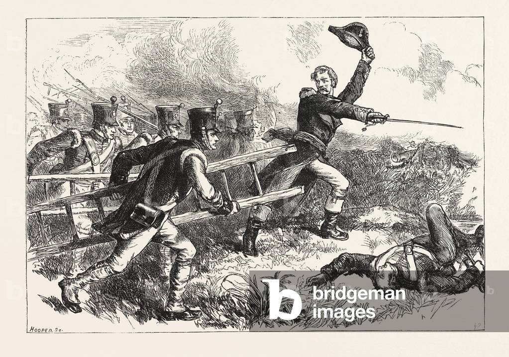 Pakenham Leading the Attack on New Orleans,USA, 1870s Engraving