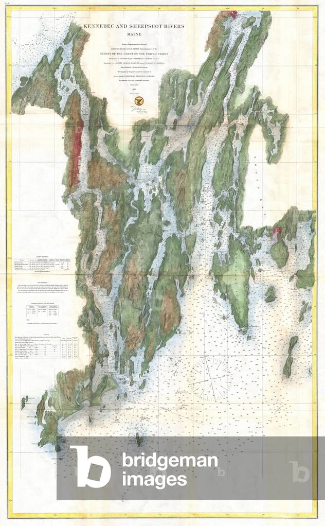 1862, U.S. Coast Survey Map of the Kennebec and Sheepscot Rivers, Maine, Nautical Chart